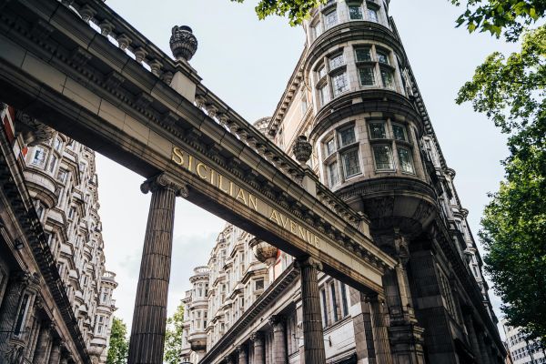 Sicilian Avenue's Architecture.  Columns at the front of the street.